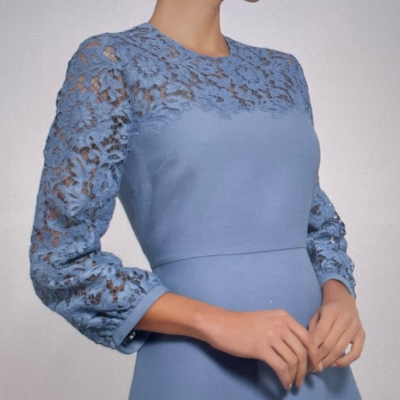 chinese dress ladies VALENTINO BLUE & METALLIC GOLD LACE PARTY DRESS 2016 main image 1